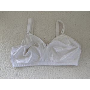 Just My Size 38D White Nylon Spandex Full Cover No Wire Vintage